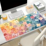 Floral Design Large Mouse Pad - Non-slip Rubber Base Durable Desk Mat For Gaming & Office Natural Rubber Oblong Mousepad With No