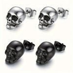2PCS Retro Skull Design Alloy Stud Earrings For Men
