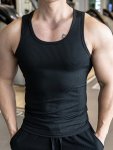 Men's Solid Tank Top Active Crew Neck Skinny Sleeveless Top Men's Clothing For Summer Outdoor