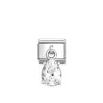 Composable Classic Link Pendant Drop Pear Cut Stone White