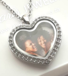 FL5 - Personalized Heart Locket Necklace With Photo Silver Stainless Steel