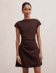 Carly Petite Sleeveless Tuck MINI Dress - 16 Chocolate