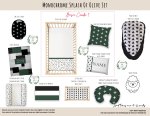 Cot Duvet Bedding Monochrome Splash Of Olive Set