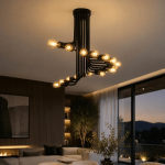 Spiral Chandelier Black Metal 21 Light - Black