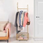 Nordic Clothes Rack With Wheels - Gold
