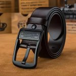 1PC Genuine Leather Pin Buckle Belt For Men Retro Casual Style Elegant Design Alloy Buckle