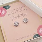 TG8-C39191 - Teacher's Gift 925 Sterling Silver Sparkle Crystal Earrings 9MM In Gift Box