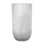 Clear Striped Glass Cylinder Vase With Round Base