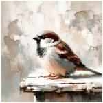 Stretched Canvas Sparrow And Pomegranate