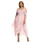 Donnay Plus Size Cold Shoulder Dress Ditsy - Pink