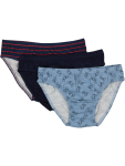 Printed Cotton Briefs 3 Pack - 14 15 Blue