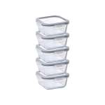 5 Piece 800ML Glass Food Storage Container Set Clear