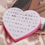 36PAIRS Stud Earrings Set Cute Jewelry Box Ear Gift Earrings Multiple Style