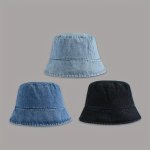 Vintage Washed Denim Bucket Hat Unisex Distressed Sun Protection Caps Wide Brim Casual Summer Sunshade Basin Hats Trendy Breatha