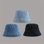 Vintage Washed Denim Bucket Hat Unisex Distressed Sun Protection Caps Wide Brim Casual Summer Sunshade Basin Hats Trendy Breathable Headwear For Outdoor Use