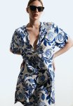 Viscose Tunic Dress - White & Blue Floral