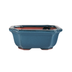 Assorted Glazed Bonsai Pots 6" - Blue With Decorative Rectangle 15 X 12 X 5CM