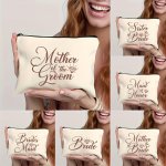 Wedding Theme Families Of The Bride And Groom Print Makeup Bag Zipper Bag Travel Cosmetic Bag Pen Bag Stationery Supplies Bag Mu