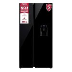 Defy 91CM 496LT Side By Side Fridge Black Glass Door DFF456