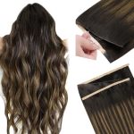 Doores Genius Tape In Weft Extensions Real Human Hair Balayage Dark Brown To Chestnut Brown 18 Inch 100G