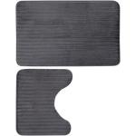 Always 2 Pk Ribbed Bathmat Set Charcoal