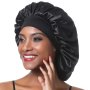 Solid Color Large Satin Bonnets Soft Breathable Sleeping Night Cap Lightweight Elastic Bath Shower Cap Soft Hair Bonnet For Women Daily Use