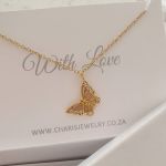 Betty Gold Plated Cz Butterfly Necklace 13MM 45CM Chain.