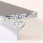 Sparkling Heart Crystal Anti-dust Plug - Durable High-quality Sealing Material Compatible With Samsung xiaomi Phones Iphone And