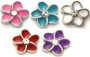 Lm - Flower With Stone Floating Locket Charm - Blue - LM-06