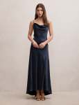 Tilesha Satin Cowl Slip Maxi Dress - 16 Navy