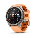 Garmin - Fenix 9 Pro Inreach 43MM Titanium With Shell Pink autumn Orange Silicone Band