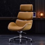 High-end Executive Leather Office Chair With Power Tilt - Yellow