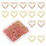 100PCS Heart Paper Clips Gold Love Heart Shaped Small Paper Clips Rose Gold Cute Metal Journaling Paper Clamps Paperclips For Wo