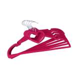10 Piece Kids Velvet Hanger With Chrome Hooks Set Dark Pink