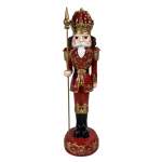 Red And Gold Nutcracker With Staff 34CM