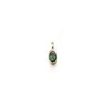 Partial Bezel Set Oval Tourmaline Pendant Charm In Yellow Gold