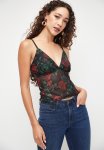 Sissy Boy All My Love: V-neck Top With A Sheer Mesh Panel - Black Red Green