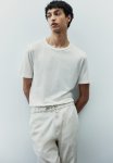 Regular Fit Linen-blend T-Shirt - White