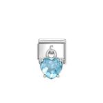 Composable Classic Link Pendant Heart Cut Stone Light Blue