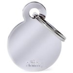 Myfamily Small Round Pet Id Tag - Chrome Brass Waggs Online Pet Shop