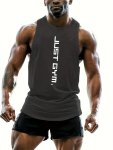 "just Gym" Print Men's Tanktop Comfy Sleeveless Shirt For Running Training Gym