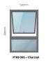 Top Hung Aluminium Window Charcoal With Obscure Glass PT69 1 Vent W600 X H900MM