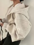 Solid Zip Up Drawstring Hoodie Casual Long Sleeve Sweatshirt With Pocket Women's Clothing