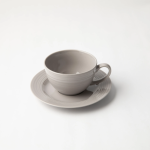 Jenna Clifford - Embossed Lines Cup & Saucer - Light Grey Set Of 4