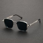 Retro Cool Steampunk Silvery Square Metal Frame Fashion Glasses For Men Women Outdoor Sports Party Vacation Travel Driving Fishi