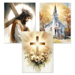 Diamond Art Kits For Adults Beginner 3 Pack Jesus Pray Cross Diy Modern Diamond Painting Kits 5D Diamond Dots Gem Art Crafts Wit