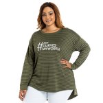 Donnay Plus Size Novelty Stripe Track Top - Fatigue white