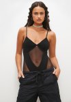Mesh Insert Bodysuit - Black