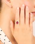 Goldair Gold Plated Oval Red Cubic Zirconia Ring - M l