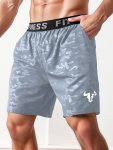 Bull Head Graphic Print Men's Slightly Stretch Elastic Waist Drawstring Shorts For Summer Casual Daily Wear